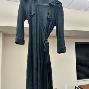LOFT Black/gray Long Sleeve Wrap Robe with Tie 8